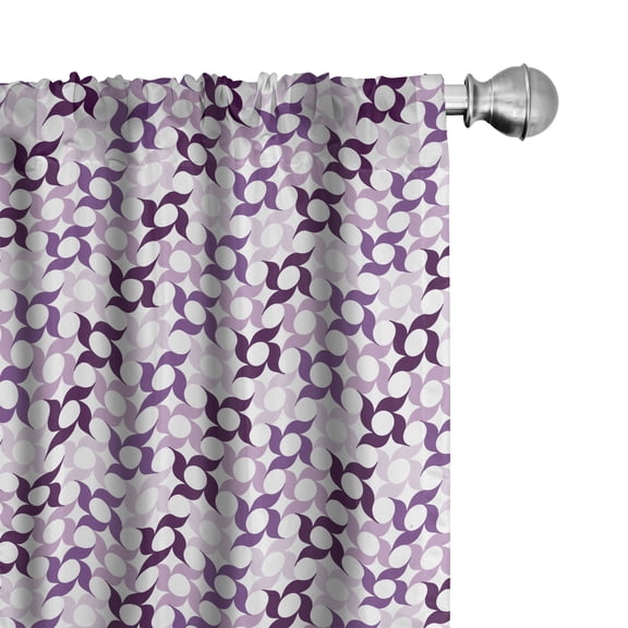 Ambesonne Pinwheel Curtains, Swirling Floral Style, Pair of 28"x84", Dark Purple Violet
