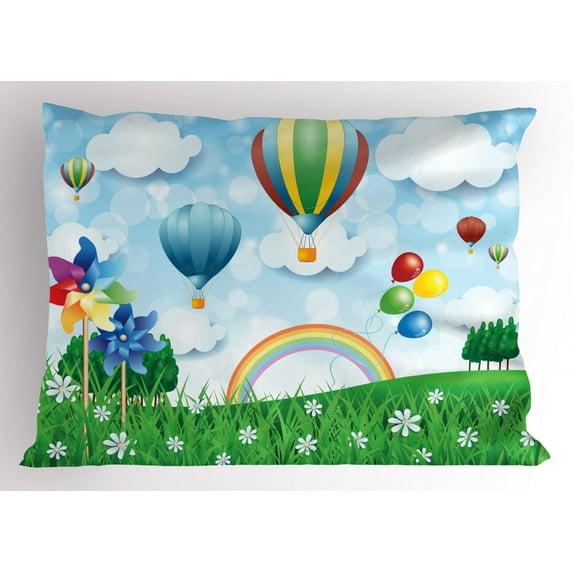 Ambesonne Pinwheel Pillow Sham, Spring Field Fantasy, 26" X 20", Multicolor