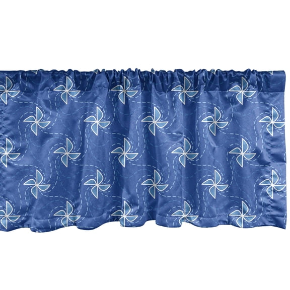 Ambesonne Pinwheel Window Valance, Blue Energy Pattern, 42" x 12", Blue and White