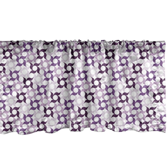 Ambesonne Pinwheel Window Valance, Swirling Floral Style, 54" X 18", Dark Purple Violet