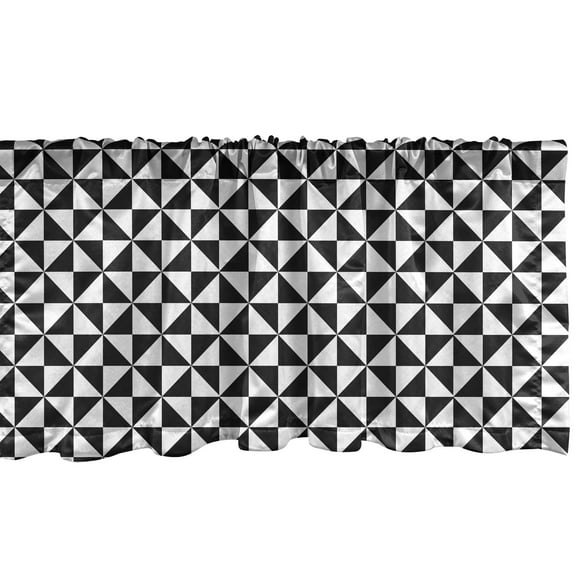 Ambesonne Pinwheel Window Valance, Triangles Contrast, 54" X 18", Black and White