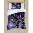 thumbnail image 1 of Ambesonne Pirate Ship Duvet Cover Set, Ghost Vessel Island, Twin, Purple Lime Green, 1 of 3