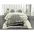 thumbnail image 1 of Ambesonne Pirate Ship Quilted Bedspread Set 3 Pcs, Sail Boat Vintage, King Size, Cream Black, 1 of 5