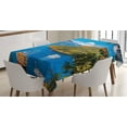 thumbnail image 1 of Ambesonne Pirate Ship Tablecloth Rectangular Table Cover, Lake Ashi in Japan, 60"x84", Green Blue Orange, 1 of 4