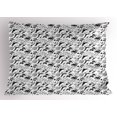 thumbnail image 1 of Ambesonne Pirates Pillow Sham, Buccaneers Sharks Sea, 36" X 20", Black White, 1 of 2