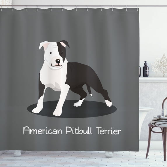 Ambesonne Pitbull Shower Curtain, American Cartoon Terrier, 69"Wx75"L, Multicolor