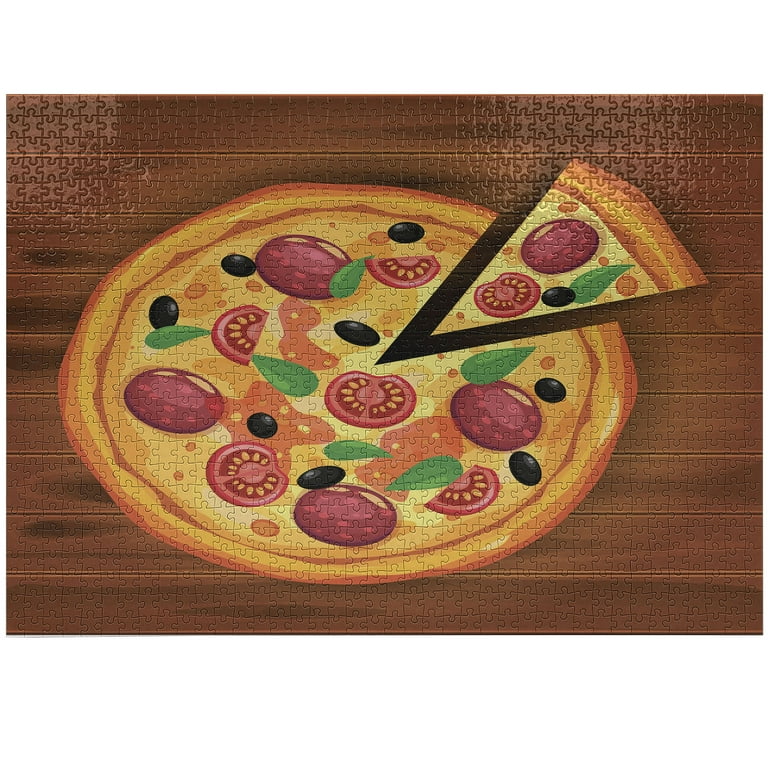Ambesonne Pizza Jigsaw Puzzle Durable Cardboard, Delicious Italian