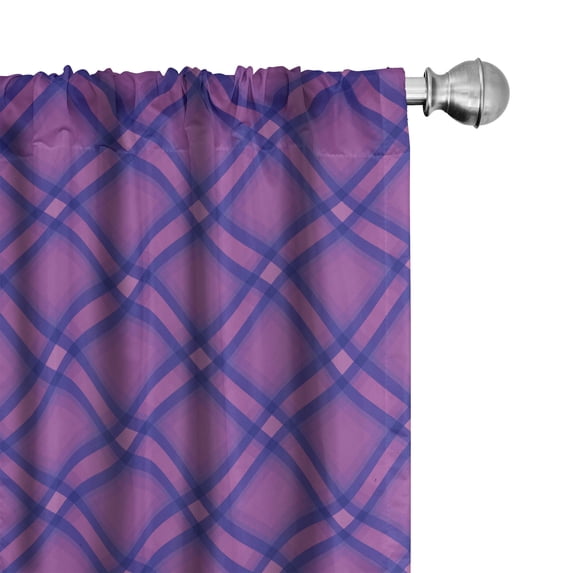 Ambesonne Plaid 4-Panel Curtains, Awakening Tones Modern Tartan, 56"x84", Fuchsia and Dark Blue