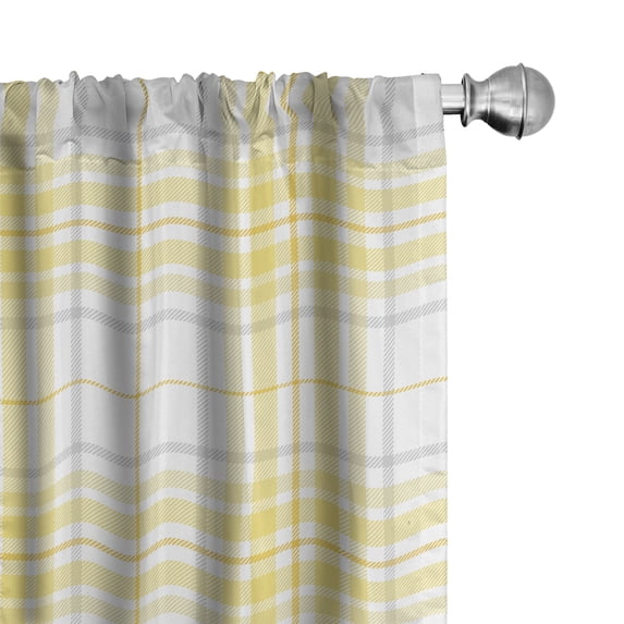 Ambesonne Plaid 4-Panel Curtains, Classical Pastel Tone Graphic, 56"x95", Mustard Pale Grey