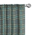 thumbnail image 1 of Ambesonne Plaid Window Curtains, Traditional Scotish Tartan, Each 28" W x 63" L, Almond Green and Dark Seafoam, 1 of 4