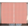 thumbnail image 1 of Ambesonne Plaid Curtains 2 Panel Set, Checkered Country Picnic, 108" x 63", Vermilion White, 1 of 3