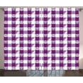 thumbnail image 1 of Ambesonne Plaid Curtains 2 Panel Set, Yin Yang Hearts Peace, 108" x 90", Magenta Lavender White, 1 of 3