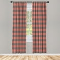 thumbnail image 1 of Ambesonne Plaid Curtains, Lumberjack Buffalo Check Grid, Pair of 28"x95", Coral and Grey, 1 of 2