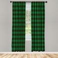 thumbnail image 1 of Ambesonne Plaid Curtains, Lumberjack Buffalo Checks Art, Pair of 28"x63", Brown and Shamrock Green, 1 of 2