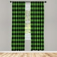 thumbnail image 1 of Ambesonne Plaid Curtains, Lumberjack Buffalo Checks Art, Pair of 28"x63", Shamrock Green and Black, 1 of 2