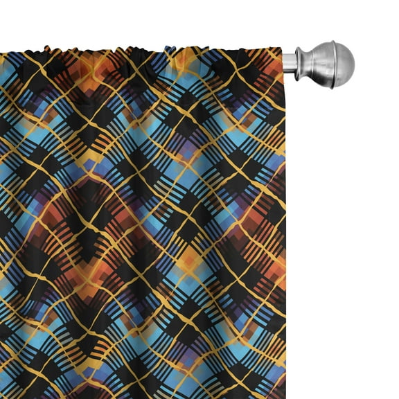 Ambesonne Plaid Curtains, Modern Geometric Tartan, Pair of 28"x84", Multicolor
