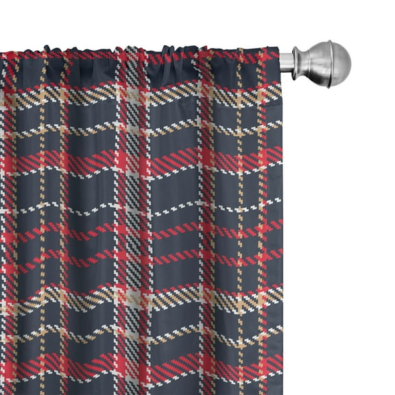 Ambesonne Plaid Curtains, Retro English Classical, Pair of 28"x95", Multicolor
