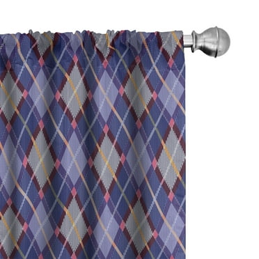 Ambesonne Plaid Curtains, Rhombic Tartan Retro, Pair of 28"x63", Multicolor