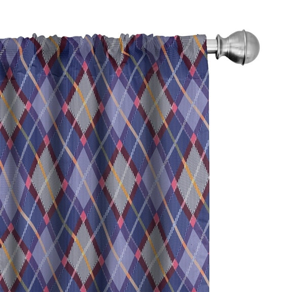 Ambesonne Plaid Curtains, Rhombic Tartan Retro, Pair of 28"x84", Multicolor