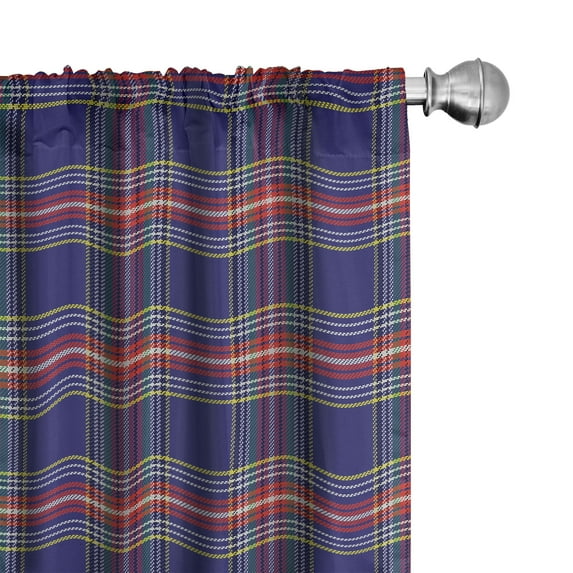 Ambesonne Plaid Curtains, Scottish Country Style, Pair of 28"x63", Indigo Purple