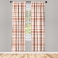thumbnail image 1 of Ambesonne Plaid Curtains, Stripes Forming Squares Print, Pair of 28"x84", Peach White, 1 of 2