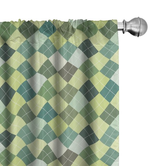 Ambesonne Plaid Curtains, Traditional Argyle Green, Pair of 28"x95", Multicolor