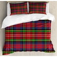 thumbnail image 1 of Ambesonne Plaid Duvet Cover Set, Caledonia Scottish Style, King, Burnt Sienna Green, 1 of 3