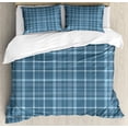 thumbnail image 1 of Ambesonne Plaid Duvet Cover Set, Rhythmic Rustic Checkered, Queen, Slate Blue and Blue Grey, 1 of 3