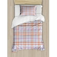 thumbnail image 1 of Ambesonne Plaid Duvet Cover Sets, Soft Stripes in Check Pattern, 2-Twin, Lavender and Burnt Sienna, 1 of 3