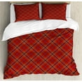 thumbnail image 1 of Ambesonne Plaid Duvet Cover Sets, Traditional British Retro, 2-Queen, Burgundy Deep Sky Blue, 1 of 7