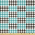 thumbnail image 1 of Ambesonne Plaid Fabric by the Yard Microfiber, Bicolor Checkered Retro, 5 Yards, Dark Brown Seafoam White, 1 of 2