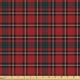 thumbnail image 1 of Ambesonne Plaid Fabric by the Yard Upholstery, Classic Tartan Squares Lines, 1 Yard, Ruby and Dark Petrol Blue, 1 of 1
