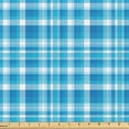 thumbnail image 1 of Ambesonne Plaid Fabric by the Yard Upholstery, Simple Design Square Stripe, 5 Yards, Dark Turquoise and Sea Blue, 1 of 1