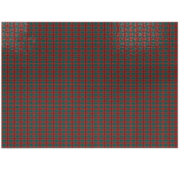 Ambesonne Plaid Jigsaw Puzzle Durable Cardboard, Classic Motives Checkered, 1000 pcs, Vermilion Green and Blue