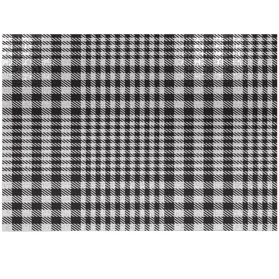Ambesonne Plaid Jigsaw Puzzle Durable Cardboard, Houndstooth Tartan Ornament, 1000 pcs, Dimgray and White