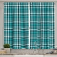 thumbnail image 1 of Ambesonne Plaid Kitchen Curtains, Classic Crossing Line Squares, 55"x39", Sea Blue Teal, 1 of 3