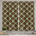 thumbnail image 1 of Ambesonne Plaid Kitchen Curtains, Diagonal Squares Classical, 55"x39", Beige Green Ruby, 1 of 2