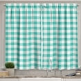 thumbnail image 1 of Ambesonne Plaid Kitchen Curtains, Lumberjack Buffalo Check Grid, 55"x36", Turquoise and White, 1 of 3