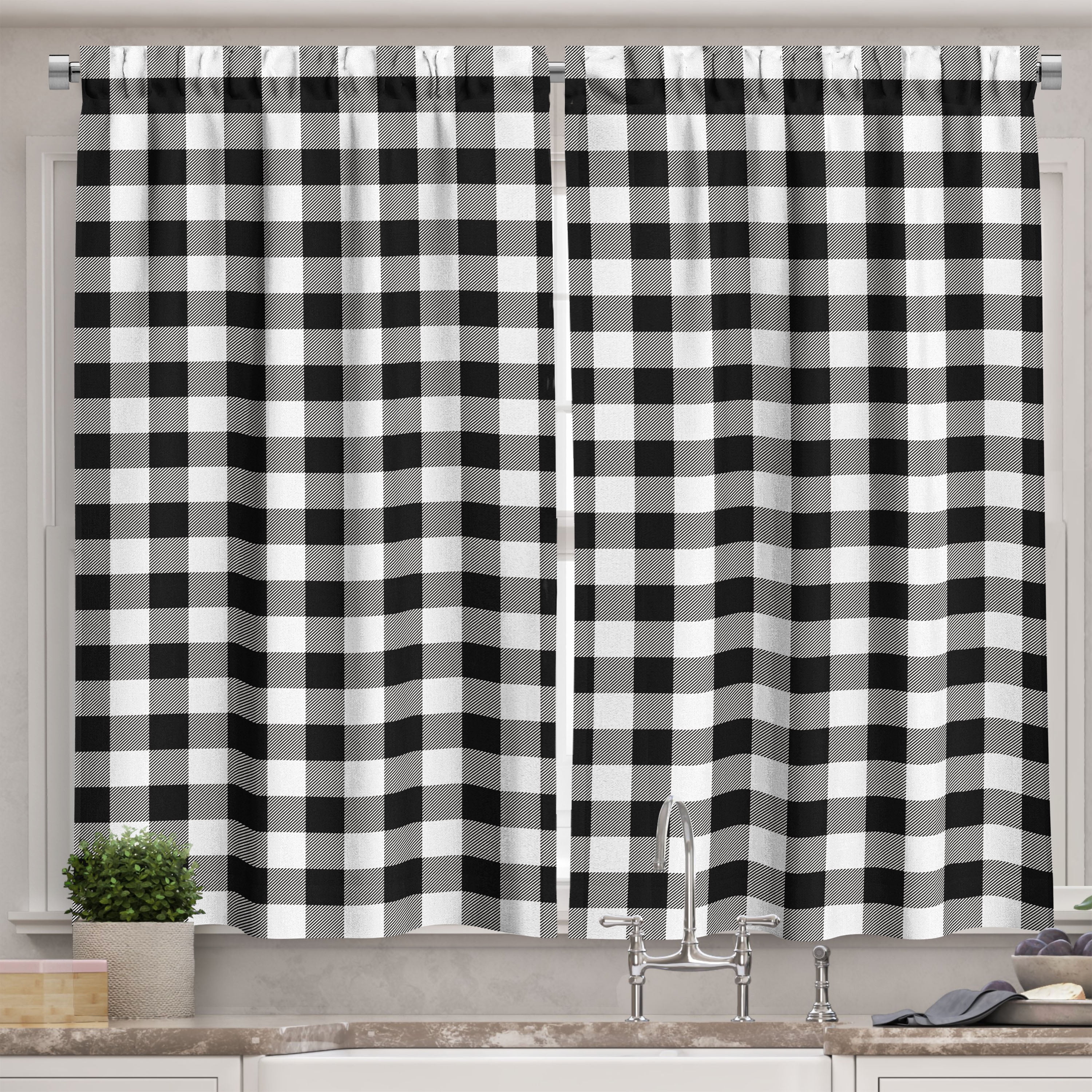 Ambesonne Plaid Kitchen Curtains, Lumberjack Buffalo Checks Art, 55"x45 ...