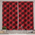 thumbnail image 1 of Ambesonne Plaid Kitchen Curtains, Lumberjack Checkered Squares, 55"x24", Black Red, 1 of 3