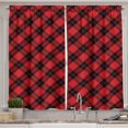 thumbnail image 1 of Ambesonne Plaid Kitchen Curtains, Lumberjack Checkered Squares, 55"x30", Black Red, 1 of 3