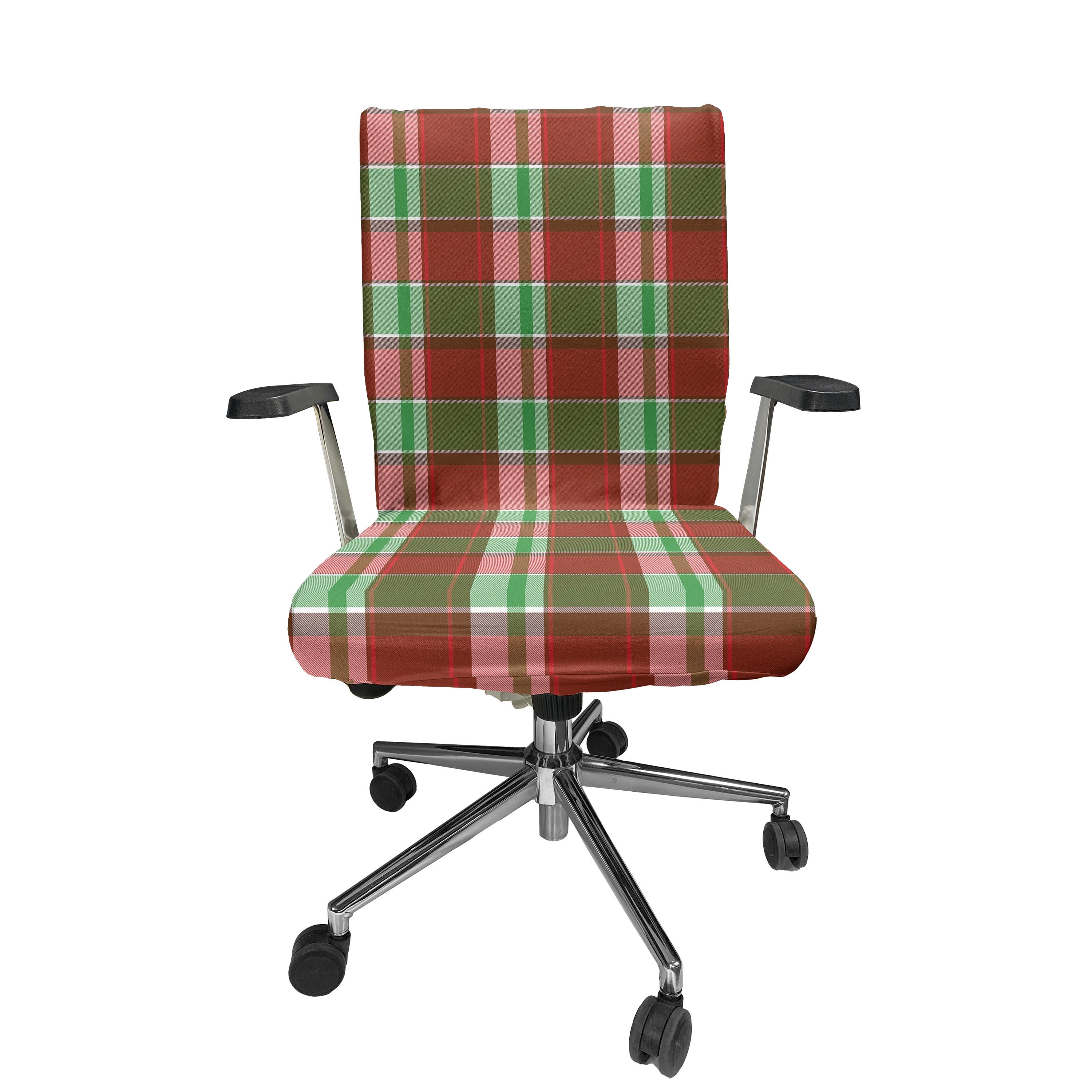 Ambesonne Plaid Office Chair Cover Stretchable High Back Vintage British Tartan Check Ecru Forest Green Walmart