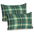 thumbnail image 1 of Ambesonne Plaid Pillow Sham 2 Pack, Stripes in Tartan Pattern, 30"x20", Yellow Jade Green Grey, 1 of 3