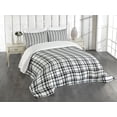 thumbnail image 1 of Ambesonne Plaid Quilted Bedspread Set 3 Pcs, Black and White Grid, Queen Size, Black White, 1 of 5