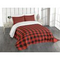 thumbnail image 1 of Ambesonne Plaid Quilted Bedspread Set 3 Pcs, Retro Lumberjack Buffalo, Queen Size, Orange Black, 1 of 4