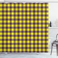 thumbnail image 1 of Ambesonne Plaid Shower Curtain, Lumberjack Buffalo Checks Art, 69"Wx75"L, Purple and Yellow, 1 of 4