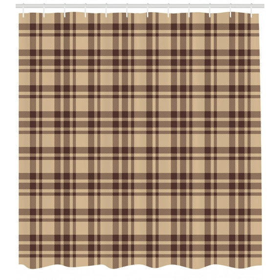 Ambesonne Plaid Shower Curtain, Old Fashioned Tartan, 69"Wx84"L, Tan Brown