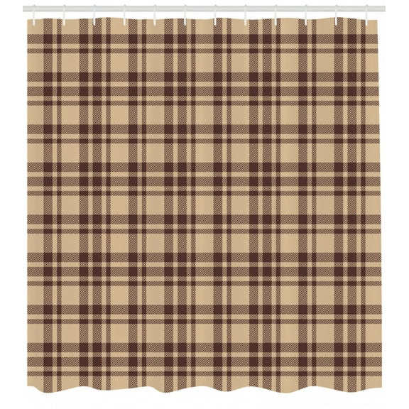 Ambesonne Plaid Shower Curtain, Old Fashioned Tartan, 69"Wx84"L, Tan Brown