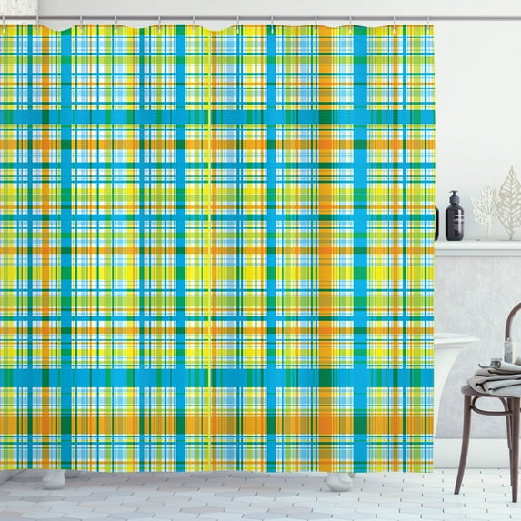 Ambesonne Plaid Shower Curtain, Traditional Scottish Layout, 69"Wx84"L, Multicolor