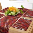 thumbnail image 1 of Ambesonne Plaid Table Runner & Placemats, Traditional British Retro, Placemat 4 pcs + Runner 16"x90", Burgundy Deep Sky Blue, 1 of 2